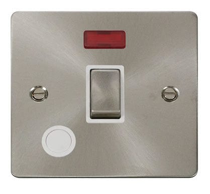 Flat Plate Satin Chrome Ingot 20A 1 Gang DP Switch + Flex  + Neon  - White Trim