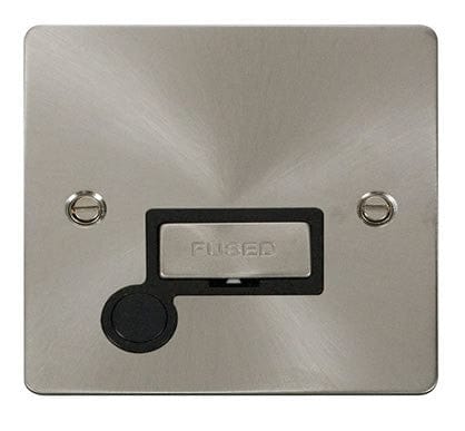 Flat Plate Satin Chrome Ingot 13A Connection Unit + Flex - Black Trim - SE Home