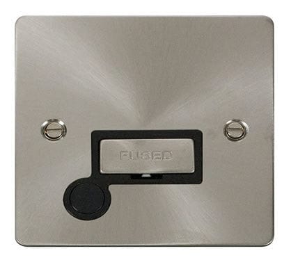 Flat Plate Satin Chrome Ingot 13A Connection Unit  + Flex - Black Trim