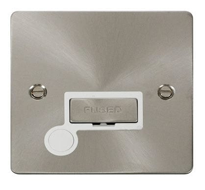 Flat Plate Satin Chrome Ingot 13A Connection Unit + Flex - White Trim - SE Home