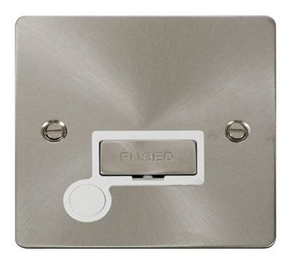 Flat Plate Satin Chrome Ingot 13A Connection Unit  + Flex - White Trim