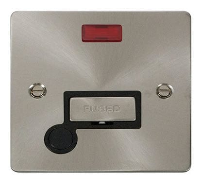 Flat Plate Satin Chrome Ingot 13A Connection Unit  + Flex + Neon - Black Trim