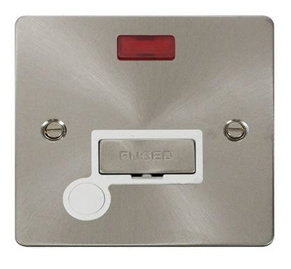 Flat Plate Satin Chrome Ingot 13A Connection Unit  + Flex + Neon - White Trim