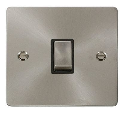 Flat Plate Satin Chrome Ingot 20A 1 Gang DP Switch   - Black Trim