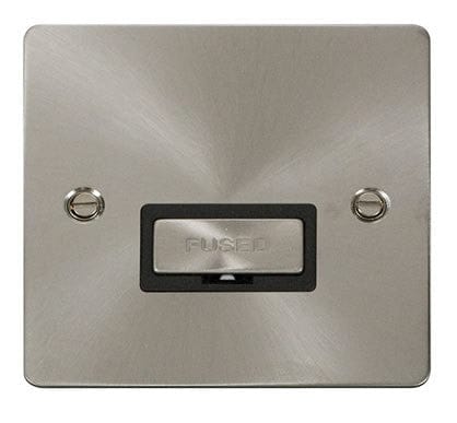 Flat Plate Satin Chrome Ingot 13A Connection Unit  - Black Trim