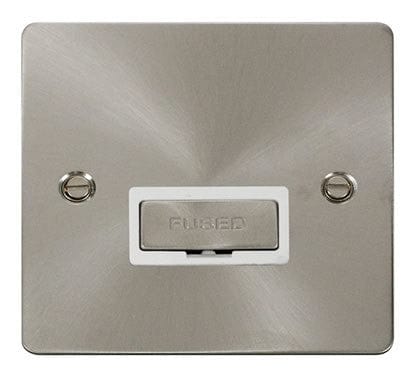 Flat Plate Satin Chrome Ingot 13A Connection Unit - White Trim - SE Home