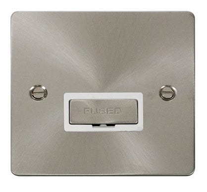 Flat Plate Satin Chrome Ingot 13A Connection Unit  - White Trim