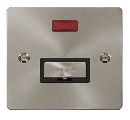Flat Plate Satin Chrome Ingot 13A Connection Unit + Neon - Black Trim - SE Home