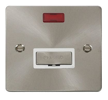 Flat Plate Satin Chrome Ingot 13A Connection Unit + Neon - White Trim - SE Home