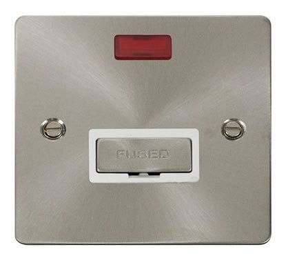 Flat Plate Satin Chrome Ingot 13A Connection Unit  + Neon  - White Trim