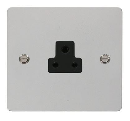 Flat Plate Polished Chrome 2A Round Pin Socket - Black Trim - SE Home