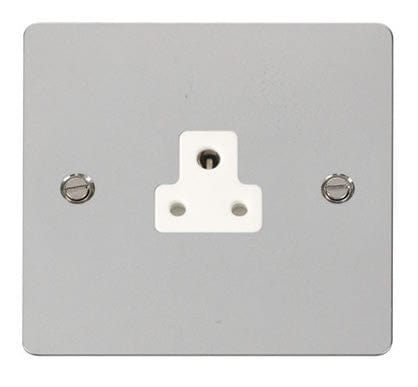 Flat Plate Polished Chrome 2A Round Pin Socket  - White Trim