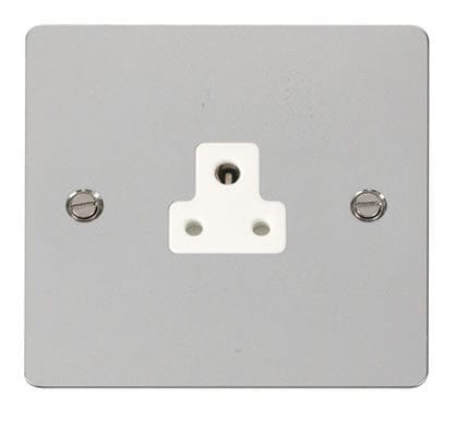 Flat Plate Polished Chrome 2A Round Pin Socket - White Trim - SE Home