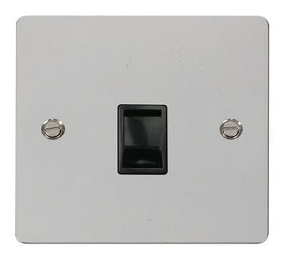 Flat Plate Polished Chrome Single Rj11 Socket - Black Trim - SE Home