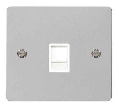 Flat Plate Polished Chrome Single Rj11 Socket - White Trim - SE Home