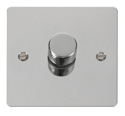 Flat Plate Polished Chrome 1 Gang 2 Way 400w Dimmer Light Switch