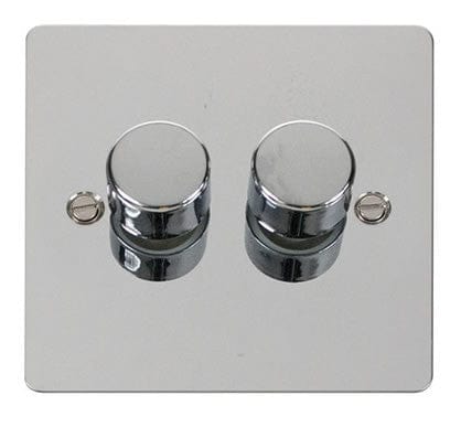 Flat Plate Polished Chrome 2 Gang 2 Way 400w Dimmer Light Switch