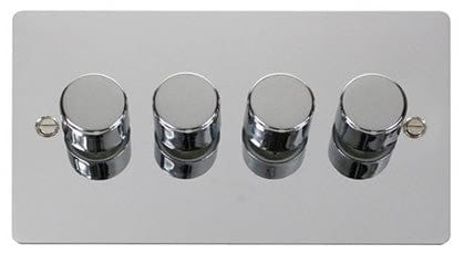 Flat Plate Polished Chrome 4 Gang 2 Way 400w Dimmer Light Switch - SE Home