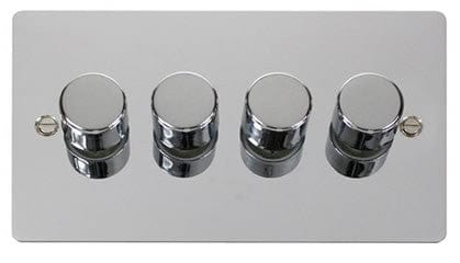 Flat Plate Polished Chrome 4 Gang 2 Way 400w Dimmer Light Switch