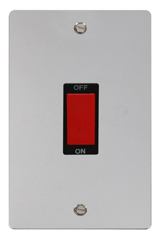 Flat Plate Polished Chrome 2 Gang 45A DP Switch - Black Trim - SE Home