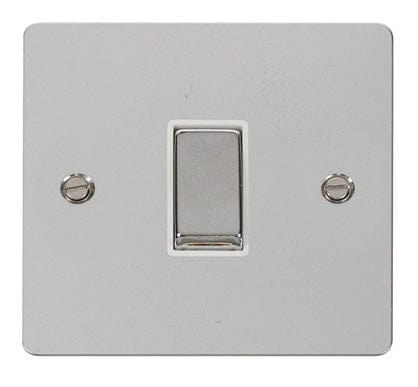 Flat Plate Polished Chrome Ingot 10AX 1 Gang 2 Way Light Switch - White Trim - SE Home