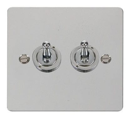 Flat Plate Polished Chrome 10AX 2 Gang 2 Way Toggle Light switch - SE Home