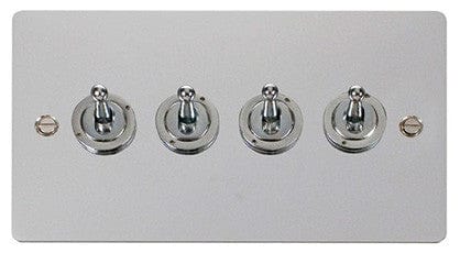 Flat Plate Polished Chrome 10AX 4 Gang 2 Way Toggle Light switch - SE Home