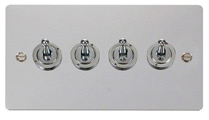 Flat Plate Polished Chrome 10AX 4 Gang 2 Way Toggle Light switch