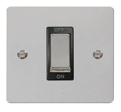 Flat Plate Polished Chrome Ingot 1 Gang 45A DP Switch - Black Trim