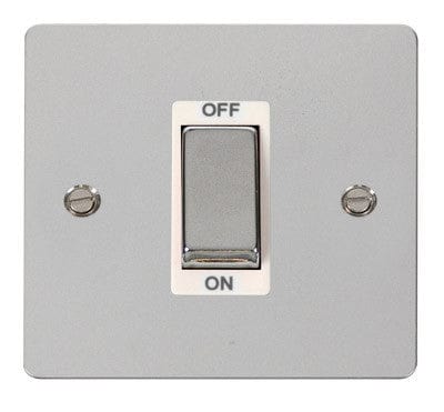 Flat Plate Polished Chrome Ingot 1 Gang 45A DP Switch - White Trim - SE Home