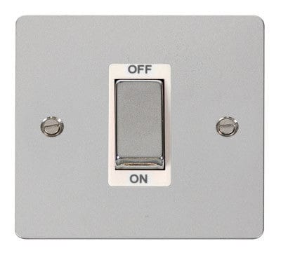 Flat Plate Polished Chrome Ingot 1 Gang 45A DP Switch - White Trim