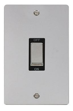 Flat Plate Polished Chrome Ingot 2 Gang 45A DP Switch - Black Trim - SE Home