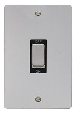 Flat Plate Polished Chrome Ingot 2 Gang 45A DP Switch - Black Trim