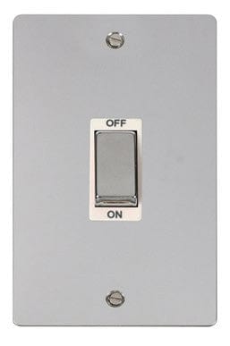 Flat Plate Polished Chrome Ingot 2 Gang 45A DP Switch - White Trim