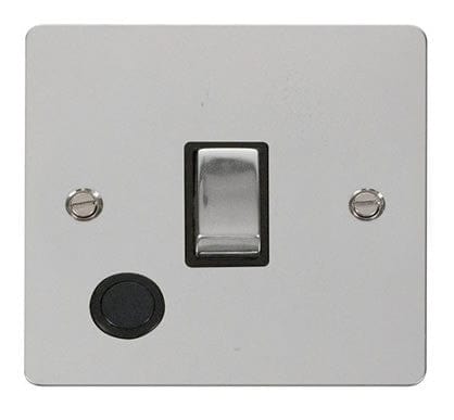 Flat Plate Polished Chrome Ingot 20A 1 Gang DP Switch + Flex   - Black Trim