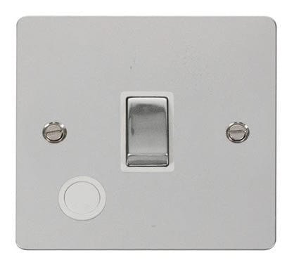 Flat Plate Polished Chrome Ingot 20A 1 Gang DP Switch + Flex - White Trim - SE Home