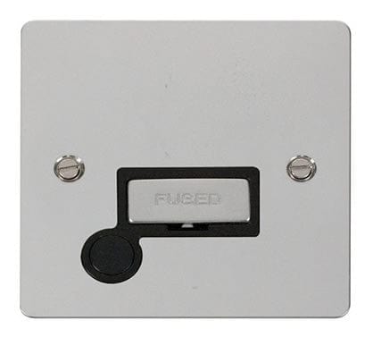Flat Plate Polished Chrome Ingot 13A Connection Unit + Flex - Black Trim - SE Home