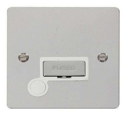 Flat Plate Polished Chrome Ingot 13A Connection Unit + Flex - White Trim - SE Home