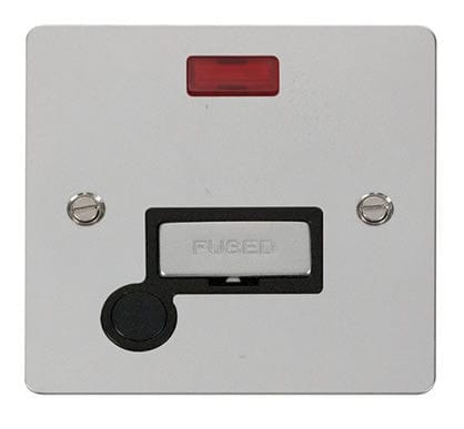 Flat Plate Polished Chrome Ingot 13A Connection Unit + Flex + Neon - Black Trim - SE Home