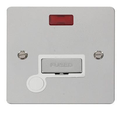 Flat Plate Polished Chrome Ingot 13A Connection Unit + Flex + Neon - White Trim - SE Home