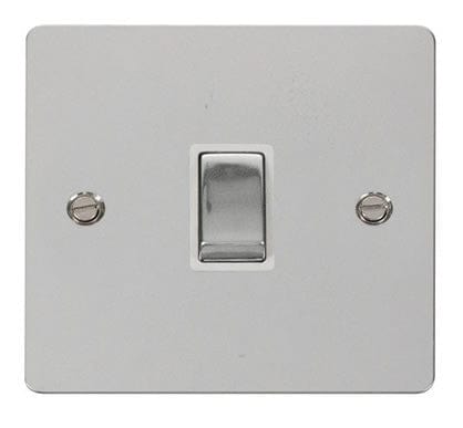 Flat Plate Polished Chrome Ingot 20A 1 Gang DP Switch - White Trim - SE Home