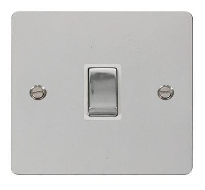 Flat Plate Polished Chrome Ingot 20A 1 Gang DP Switch   - White Trim