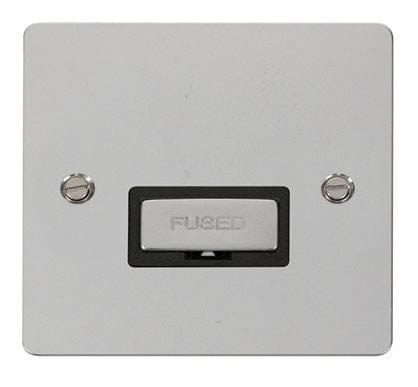 Flat Plate Polished Chrome Ingot 13A Connection Unit - Black Trim - SE Home