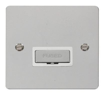 Flat Plate Polished Chrome Ingot 13A Connection Unit - White Trim - SE Home