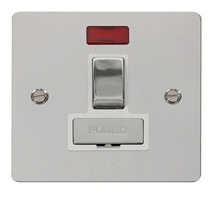 Flat Plate Polished Chrome Ingot 13A Switched Connection Unit  + Neon  - White Trim