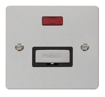 Flat Plate Polished Chrome Ingot 13A Connection Unit + Neon - Black Trim - SE Home
