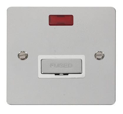 Flat Plate Polished Chrome Ingot 13A Connection Unit + Neon - White Trim - SE Home