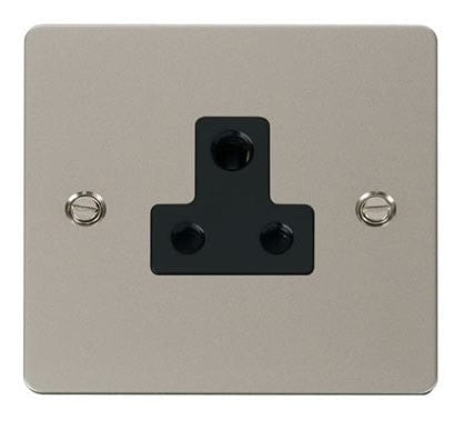 Flat Plate Pearl Nickel 5A Round Pin Socket - Black Trim - SE Home