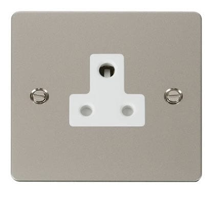Flat Plate Pearl Nickel 5A Round Pin Socket  - White Trim