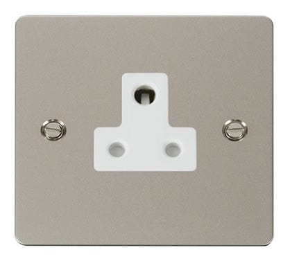 Flat Plate Pearl Nickel 5A Round Pin Socket - White Trim - SE Home